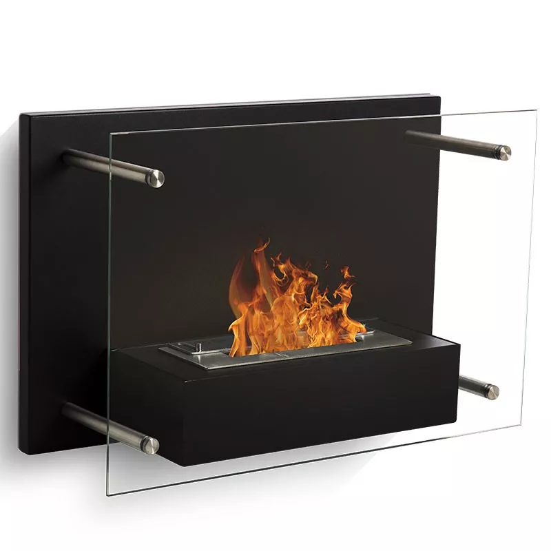 Ethanol-Kamin FireGlass, Glaswand Farbe Schwarz