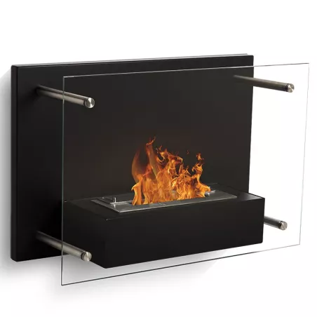 Ethanol-Kamin FireGlass, Glaswand Farbe Schwarz