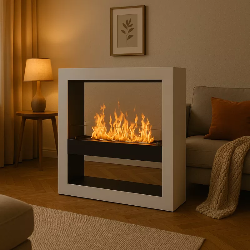 XXL Ethanol-Kamin Calgari, Brenner 80 cm Farbe Weiß Hochglanz