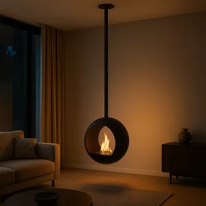 Cento Ethanol-Kamin hängend - Rundes Design 3 kW