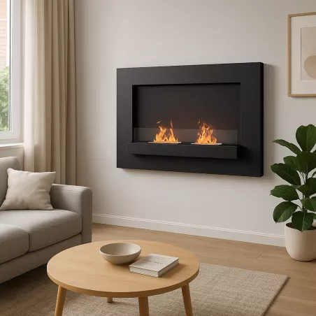 Wand-Ethanol-Kamin Delia XL Farbe Schwarz
