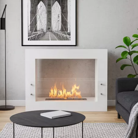 Ethanol-Kamin bodenstehend Boston Design Farbe Weiß Brenner 3L/6.5kW