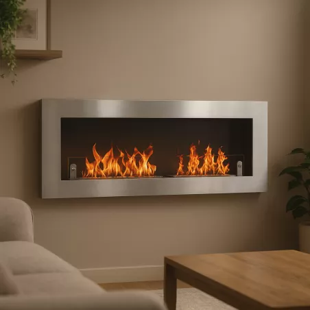 Novo XL, Bio-Ethanol-Wandkamin Farbe Gebürsteter Edelstahl