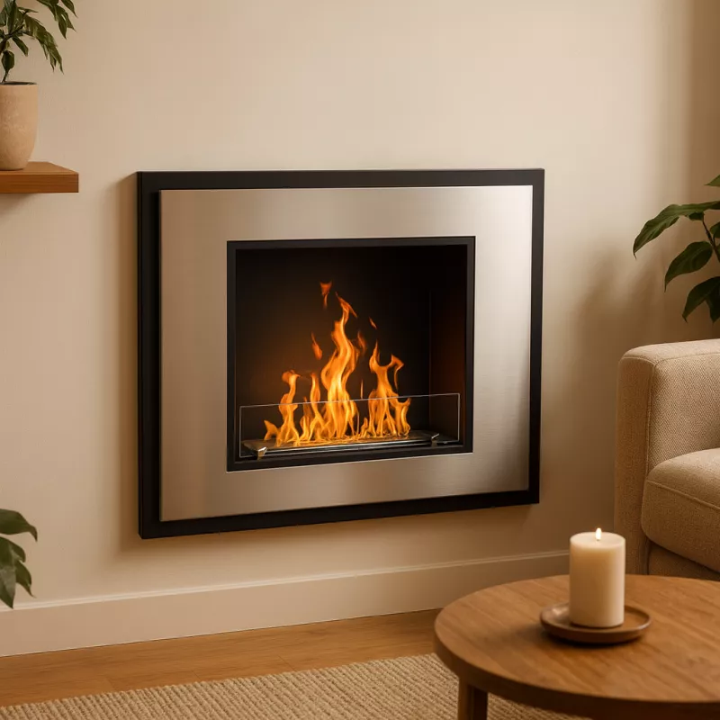 Bioethanol-Kamin InSignal, 80 x 18 x 59 cm Farbe Gebürsteter Edelstahl Option Feuerschutzglas