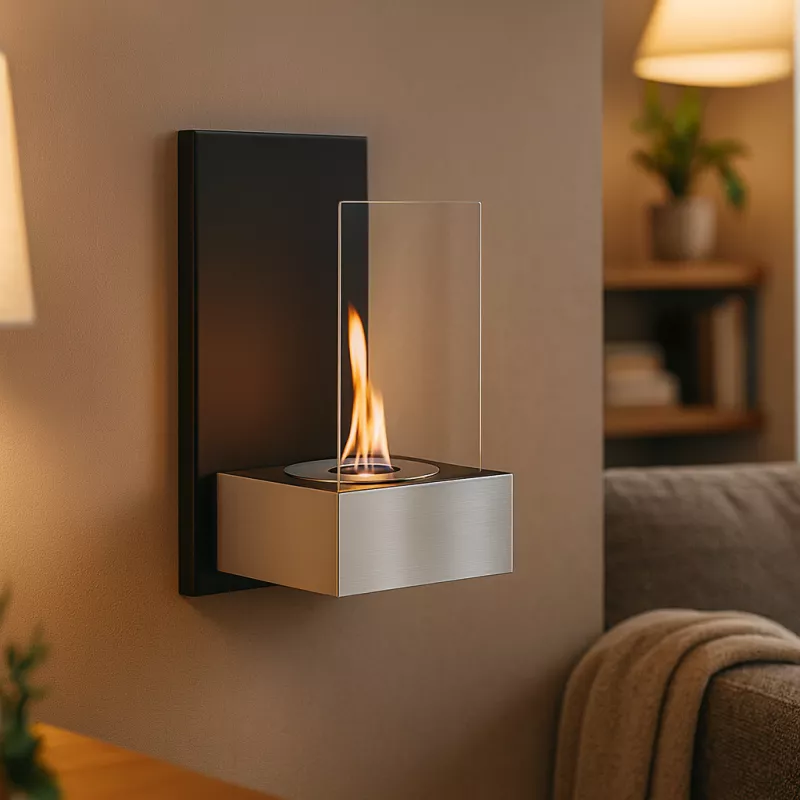 Kamin Wandleuchte Tab, 60x20x15 cm Farbe Gebürsteter Edelstahl