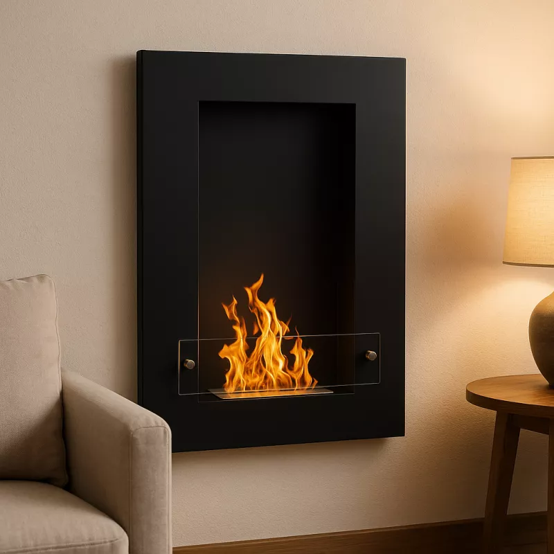 Ethanol-Wandkamin Vertigo, 80x56x16cm Farbe Schwarz