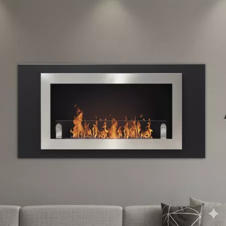 Wandfeuerstelle Stockholm, 2 Feuerstellen für 5.4kW Farbe Gebürsteter Edelstahl