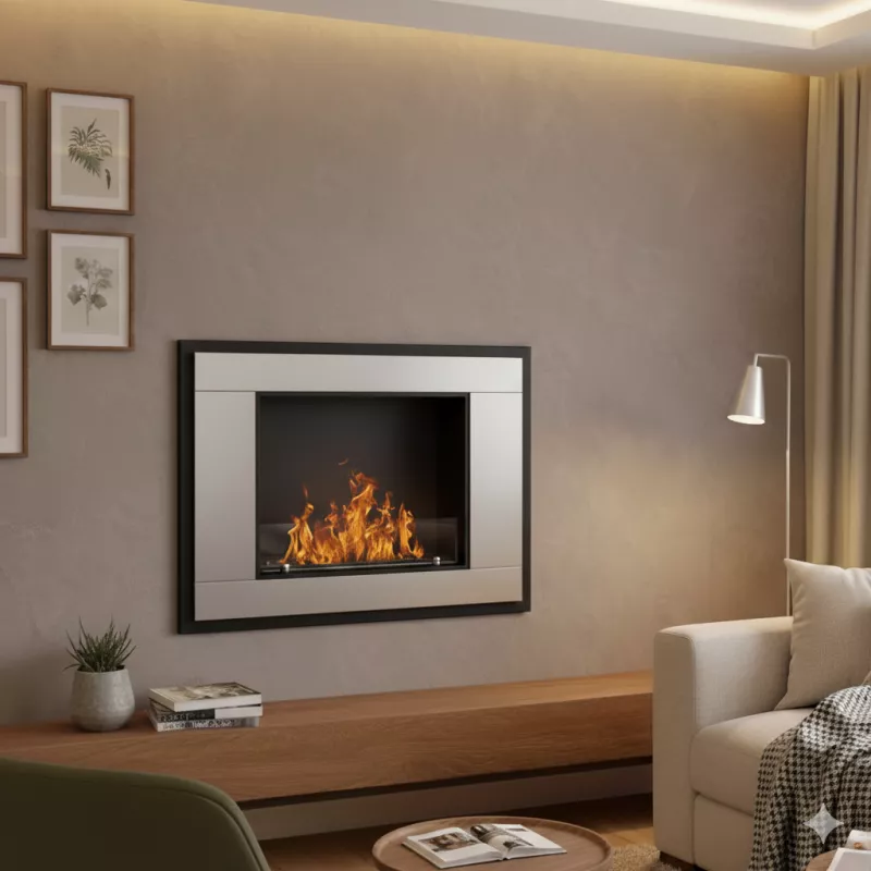 Bioethanol-Kamin 4kW InVivo, 80x18x59 cm Farbe Gebürsteter Edelstahl