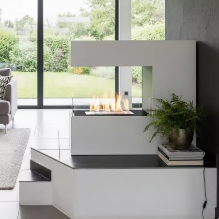 Großer Ethanol-Kamin Romane, 100 x 90 x 35 cm Farbe Weiß Brenner 4L/5kW
