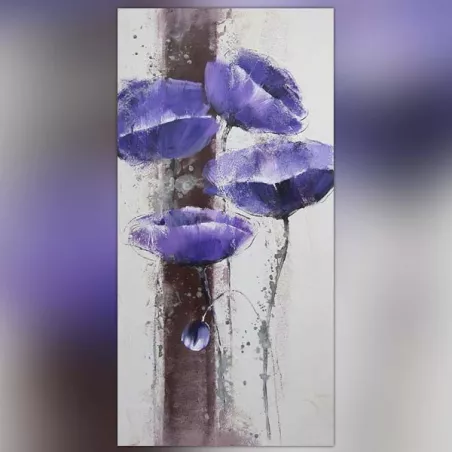 Blaue Blumenmalerei, Anemonenbild 60 x 120 cm